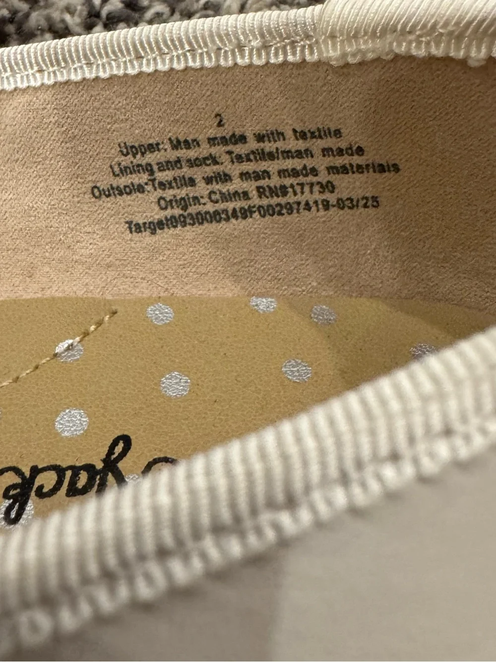 NWT Cat & Jack Off-White Girl's Ballet Flats with Bow